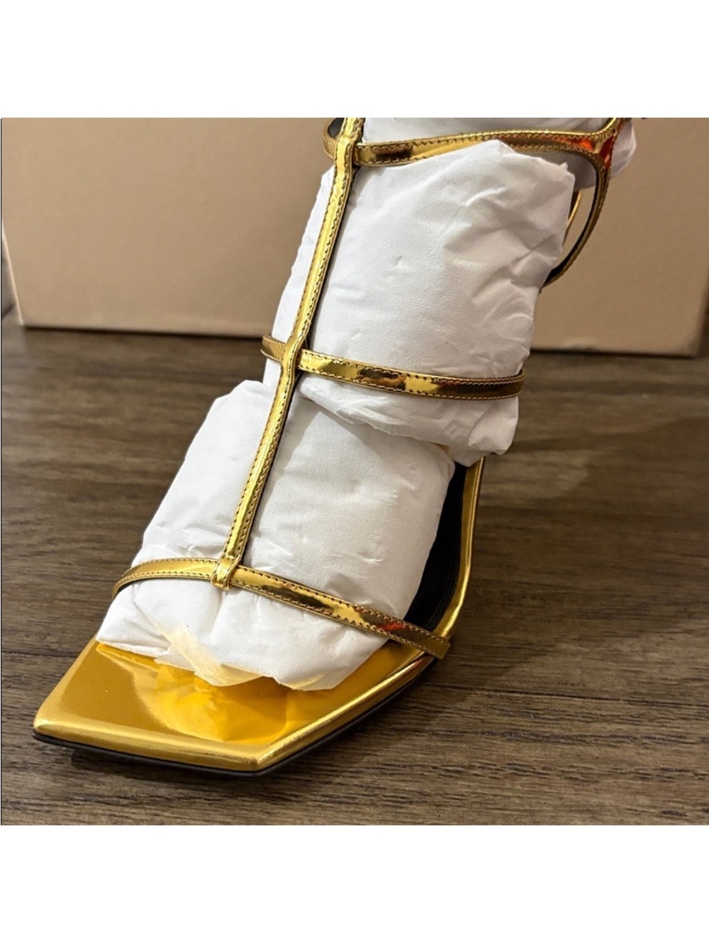 Alexandre Birman Metallic Gold Strappy High Heel Sandals - Picture 10 of 16